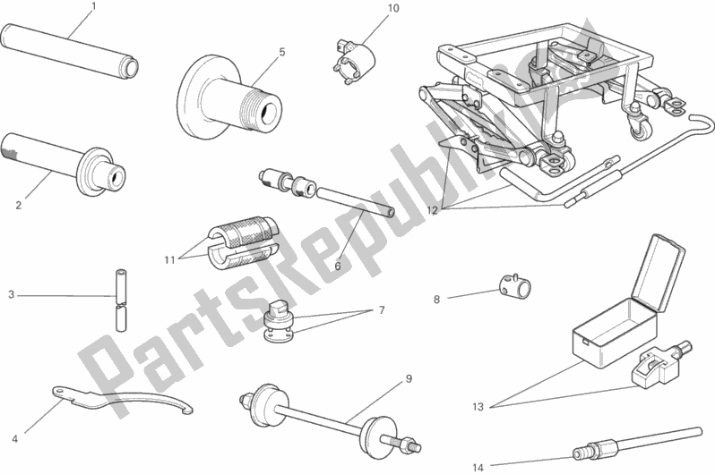 Alle onderdelen voor de Werkplaats Service Tools, Frame van de Ducati Monster 1100 Diesel USA 2013